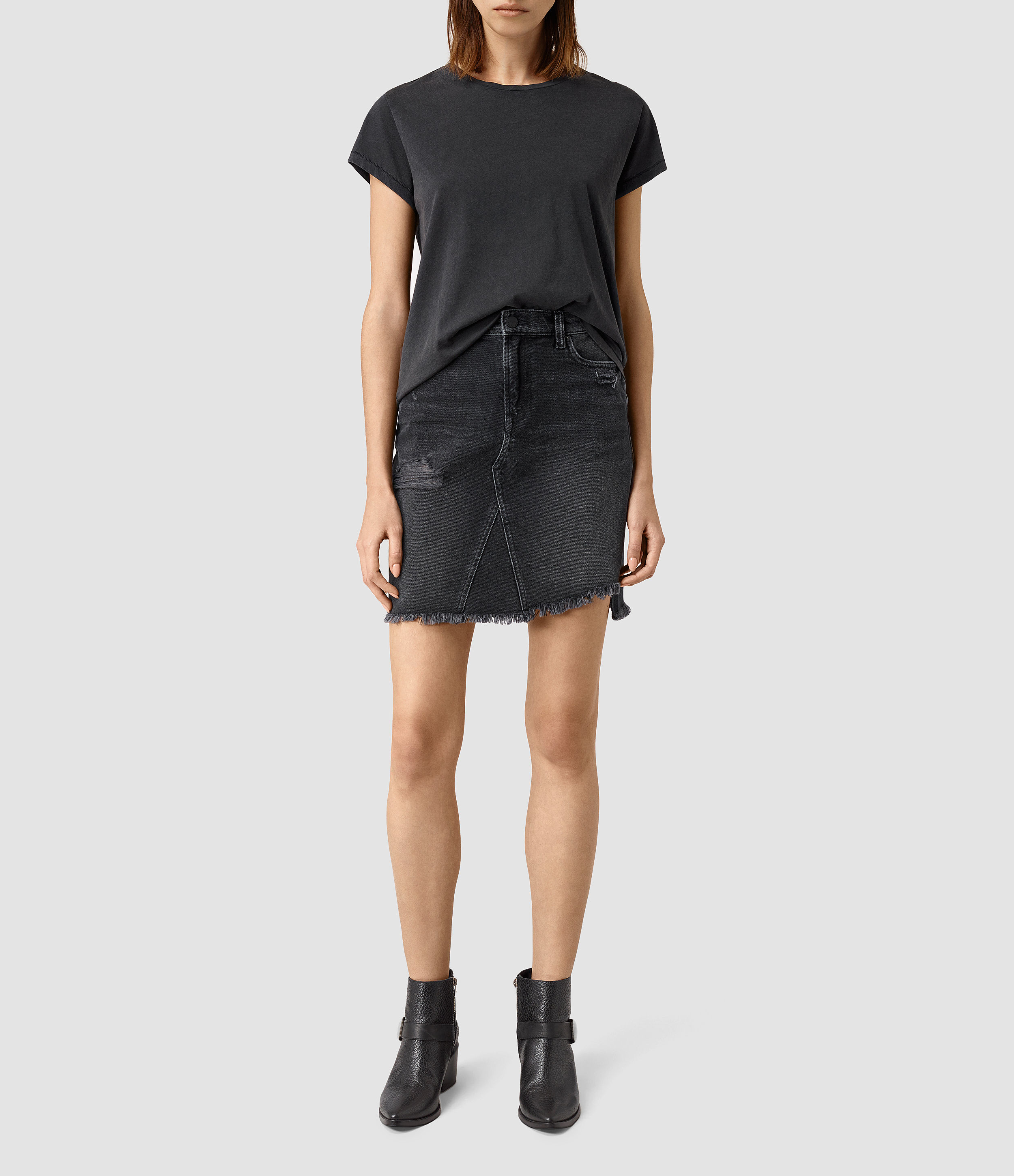 black distressed denim dress